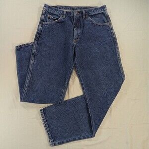 Wrangler Jeans Men 34x30 Blue Denim Straight Cowboy Dark Wash
